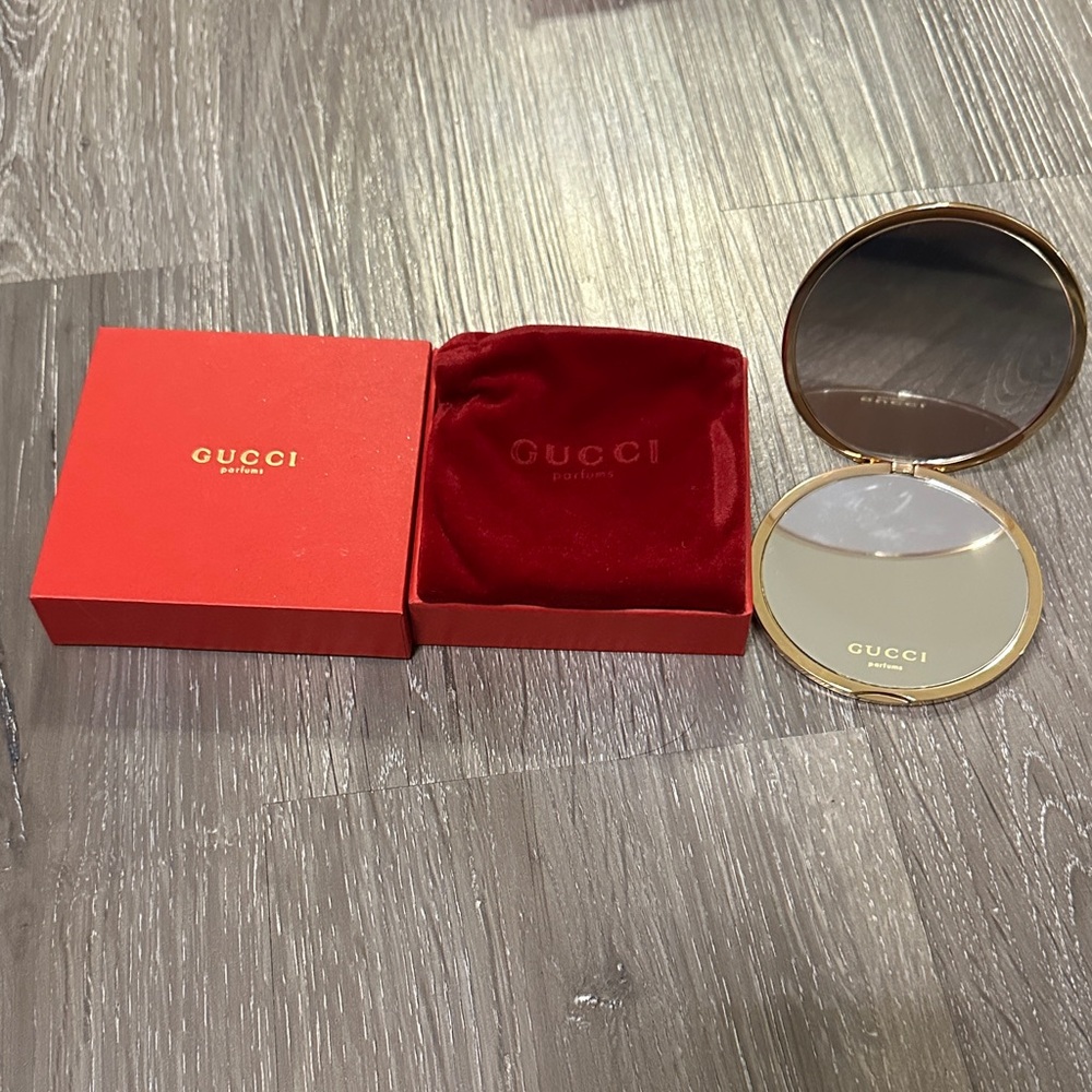 Gucci Gold and Red Compact Mirror